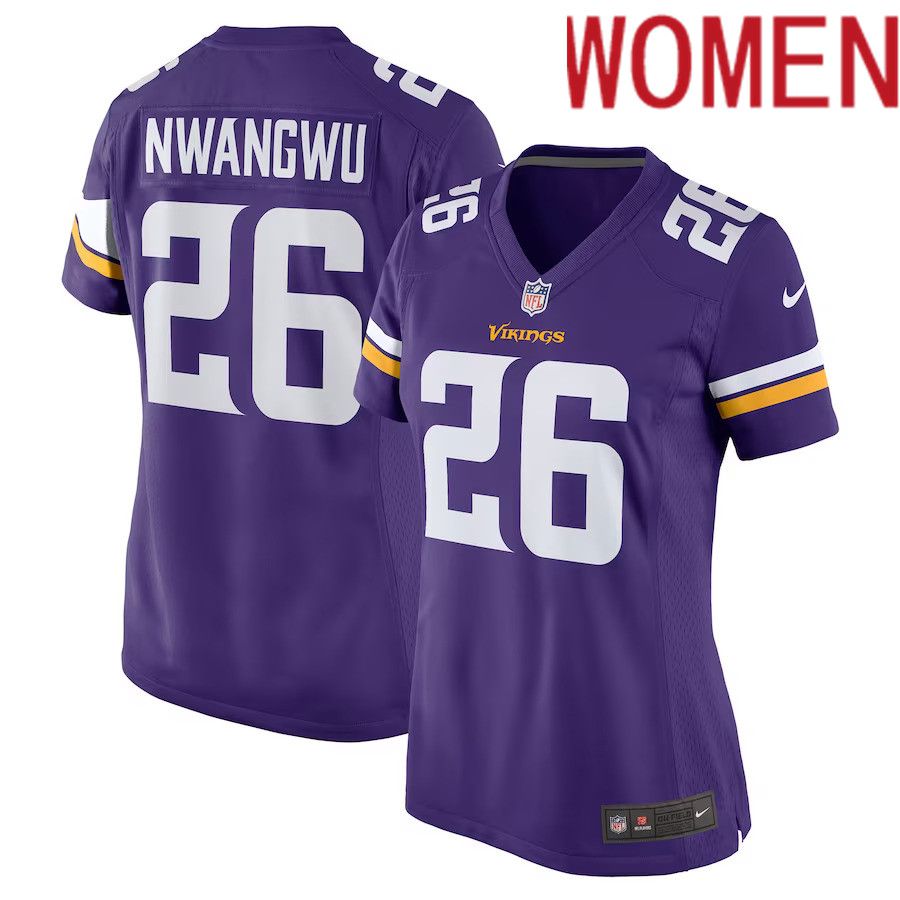 Women Minnesota Vikings #26 Kene Nwangwu Nike Purple Game NFL Jersey->women nfl jersey->Women Jersey